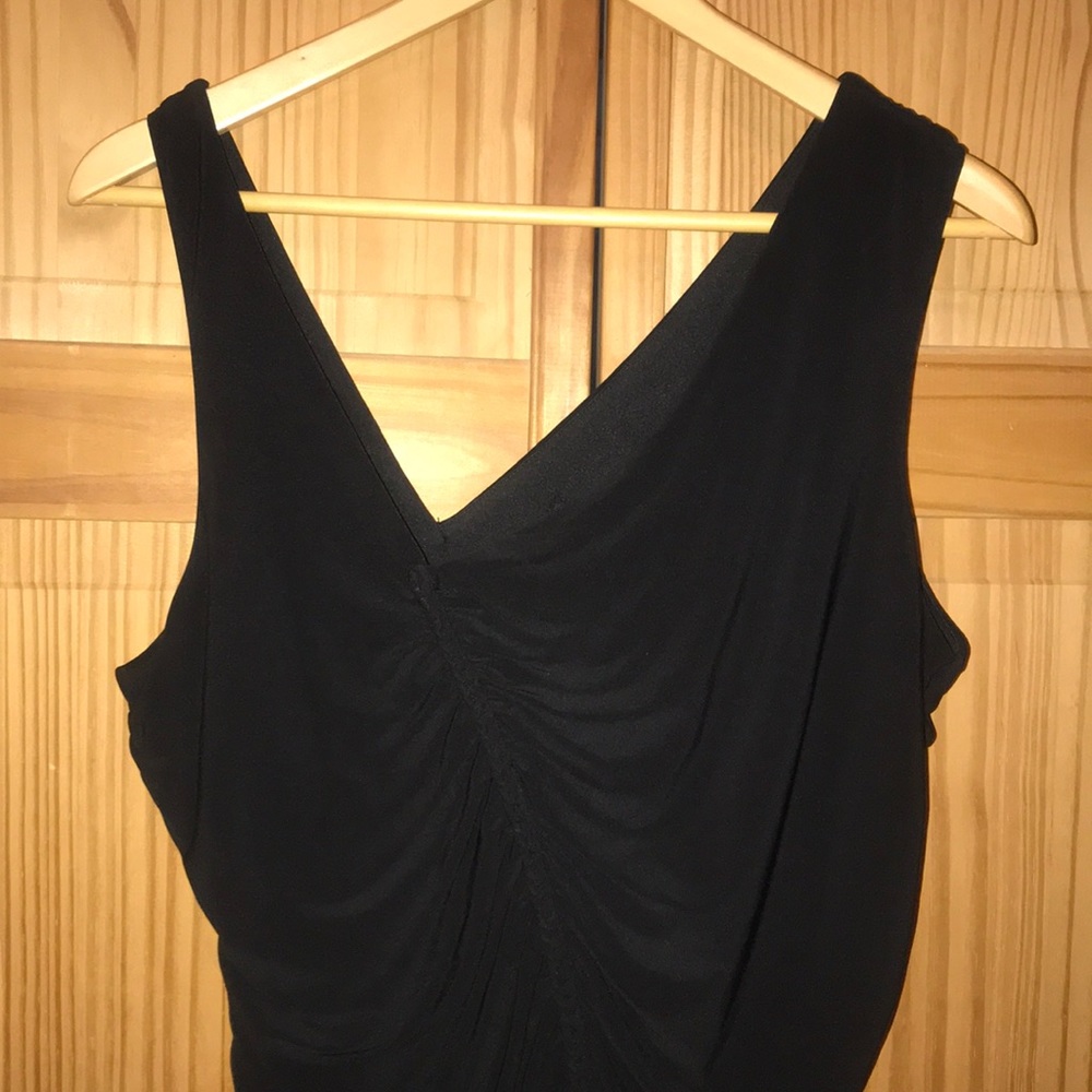 Ashley Stewart Black Ruched Asymmetrical Dress